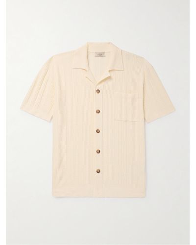 Altea Slim-fit Camp-collar Ribbed Cotton-blend Terry Shirt - Natural