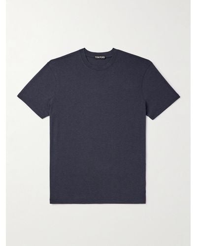 Tom Ford T-Shirt aus Jersey aus einer Lyocell-Baumwollmischung - Blau