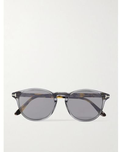 Tom Ford Lewis Sonnenbrille mit rundem Rahmen aus Azetat in Schildpattoptik - Grau