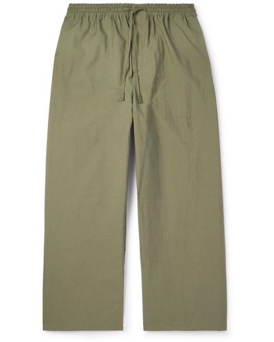 Loewe Paula's Ibiza Straight-leg Cropped Cotton-blend Drawstring Pants - Green