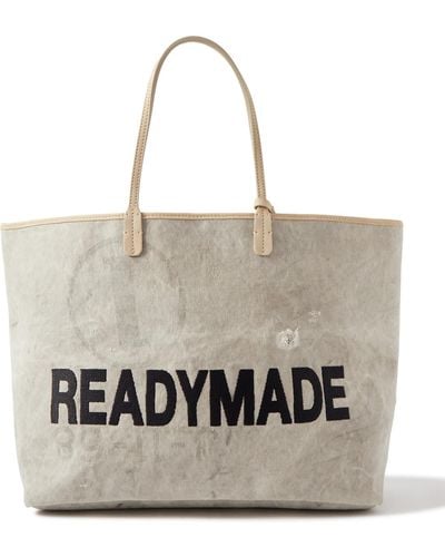 READYMADE Dorothy Large Nubuck-trimmed Logo-embroidered Canvas Tote Bag - Natural