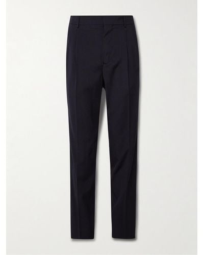 Umit Benan Pleated Straight-leg Wool Suit Trousers - Blue