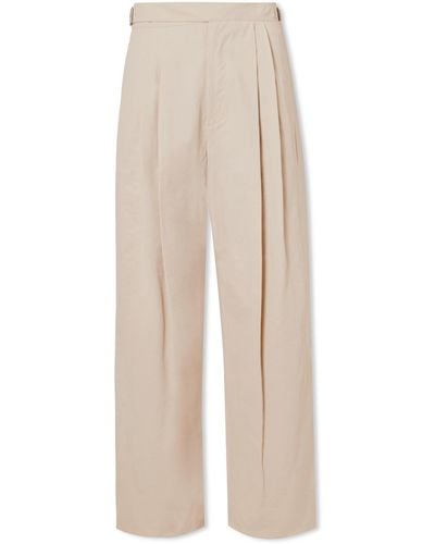 LE17SEPTEMBRE Belted Pleated Wide-leg Cotton-blend Twill Pants - Natural