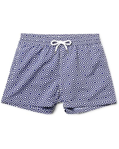 Frescobol Carioca Angra Slim-fit Short-length Printed Swim Shorts - Blue