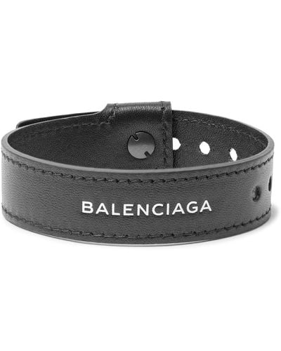 Balenciaga Logo-print Leather Bracelet - Black