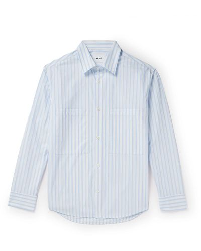 NN07 Freddy 5973 Striped Cotton-poplin Shirt - Blue