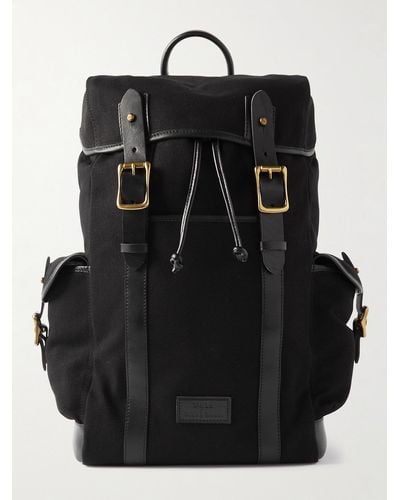 Polo Ralph Lauren Logo-appliquéd Leather-trimmed Canvas Backpack - Black