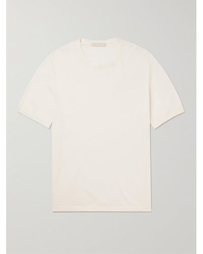Saman Amel T-shirt slim-fit in misto cotone e cashmere - Neutro