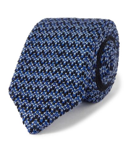 Missoni 8.5cm Crochet-knit Wool And Silk-blend Tie - Blue