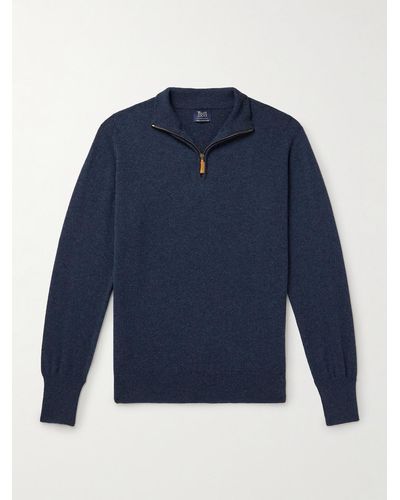 William Lockie Oxton Cashmere Half-zip Sweater - Blue