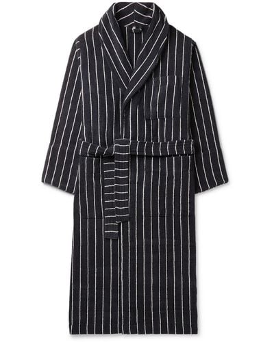 Tekla Striped Organic Cotton-terry Robe - Black