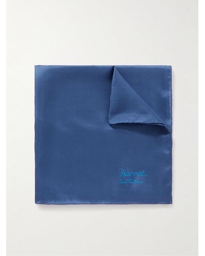 Charvet Einstecktuch aus Seide mit Logoprint - Blau
