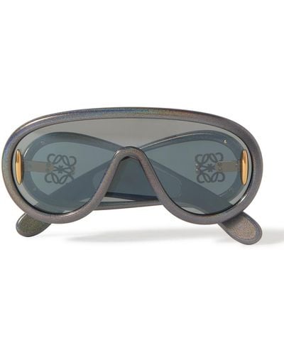Loewe Paula's Ibiza Wave Mask Oversized D-frame Glittered Acetate Sunglasses - Gray