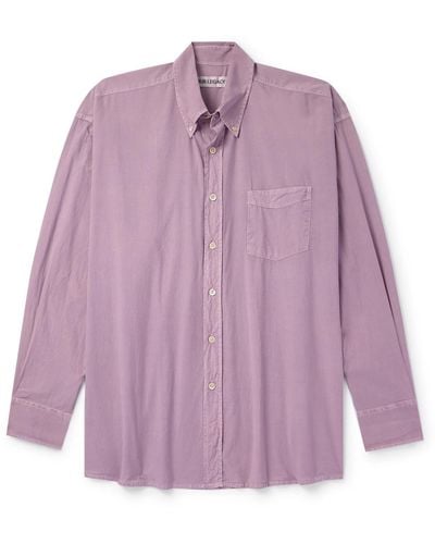Our Legacy Borrowed Button-down Collar Cotton-voile Shirt - Purple