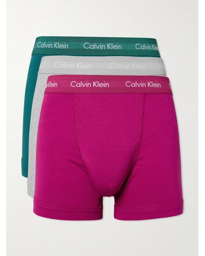 Calvin Klein Three-pack Stretch-cotton Boxer Briefs - Pink
