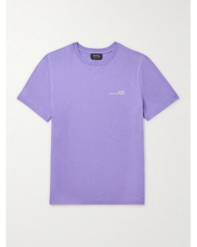 A.P.C. Logo-print Cotton-jersey T-shirt - Purple