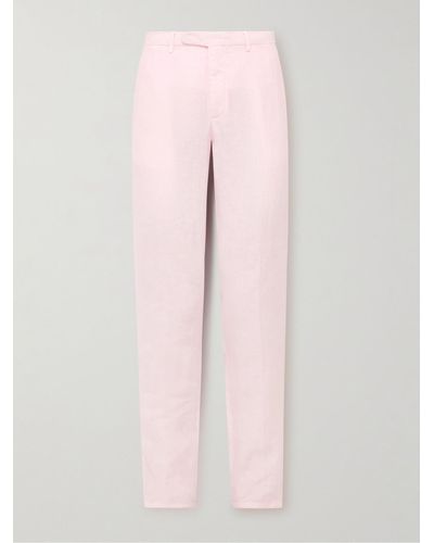 Boglioli Slim-fit Straight-leg Garment-dyed Linen Suit Trousers - Pink