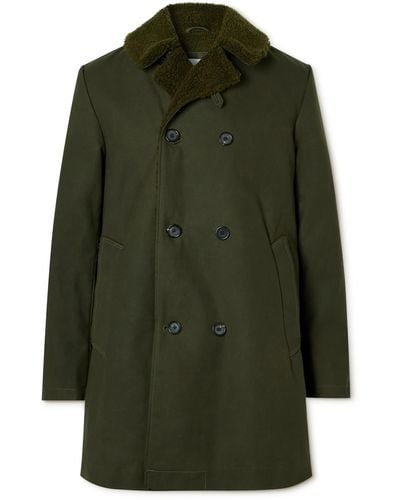 Oliver Spencer Newington Fleece-trimmed Canvas Coat - Green