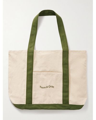 Museum of Peace & Quiet Wordmark Logo-embroidered Cotton-canvas Tote - Natural