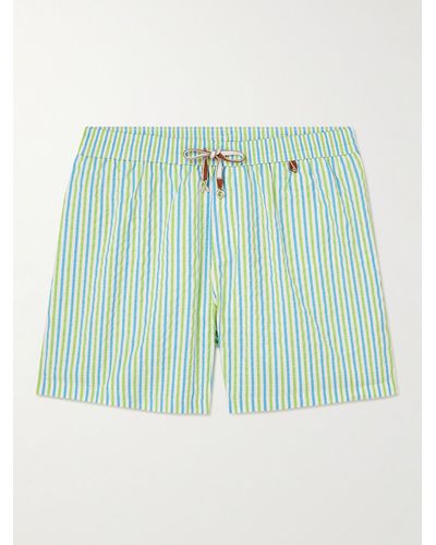 Loro Piana Bay Straight-leg Mid-length Striped Seersucker Swim Shorts - Blue