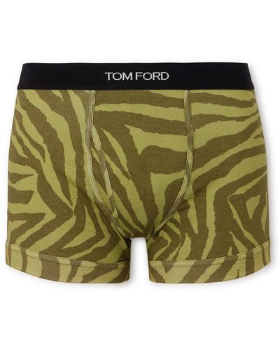Tom Ford Zebra-print Stretch-cotton Boxer Briefs - Green