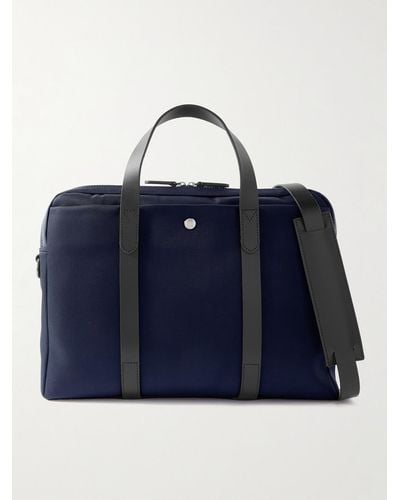 Mismo M/s Endeavour Leather-trimmed Ballistic Nylon Briefcase - Blue