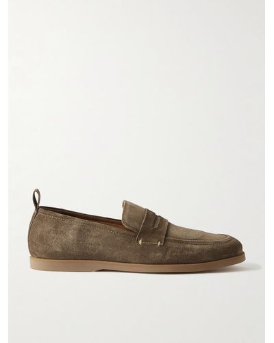 MR P. Leo Suede Penny Loafers - Brown