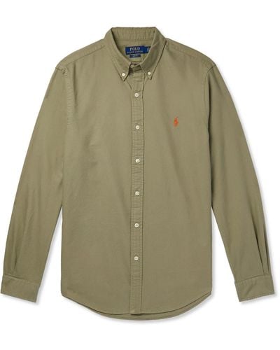 Polo Ralph Lauren Button-down Collar Logo-embroidered Cotton Oxford Shirt - Green