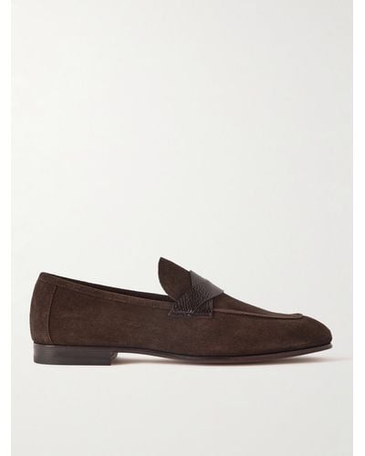 Tom Ford Sean Textured Leather-trimmed Suede Loafers - Brown