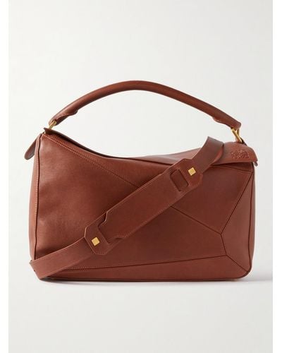 Loewe Puzzle Leather Messenger Bag - Brown