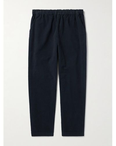 Barena Tapered Garment-dyed Cotton-blend Moleskin Trousers - Blue