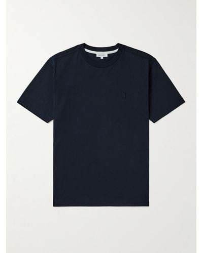 Norse Projects Johannes Logo-embroidered Organic Cotton-jersey T-shirt - Blue