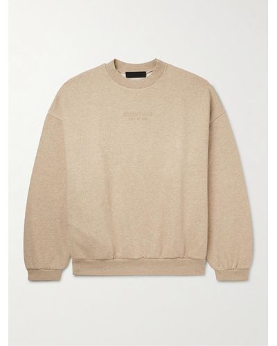 Fear Of God Logo-appliquéd Cotton-blend Jersey Sweatshirt - Natural