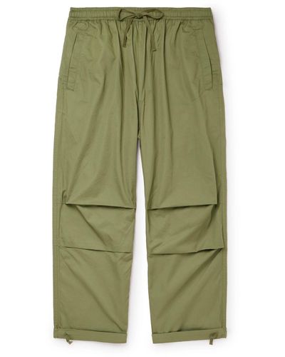 Universal Works Parachute Straight-leg Cotton-twill Drawstring Pants - Green