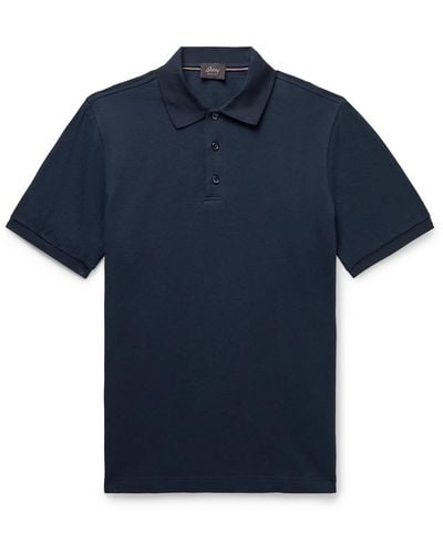 Brioni Cotton-piqué Polo Shirt - Blue