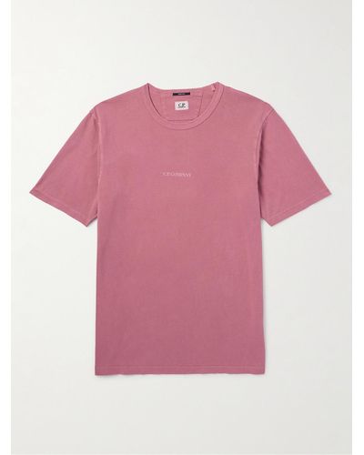 C.P. Company T-Shirt aus Baumwoll-Jersey mit Logoprint in Reservefärbung - Pink