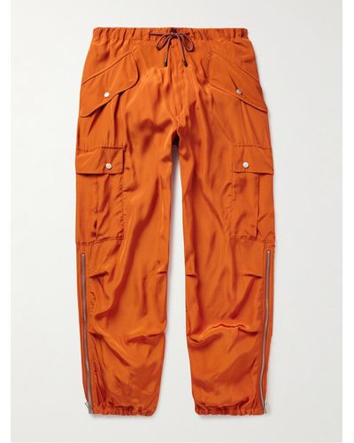 Dries Van Noten Straight-leg Zip-detailed Shell Drawstring Cargo Pants - Orange