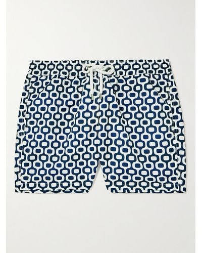 Frescobol Carioca Shorts da mare corti slim-fit in tessuto riciclato stampato - Blu