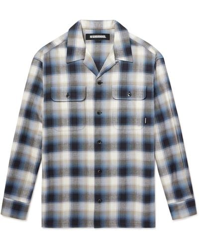Neighborhood Checked Cotton-blend Flannel Shirt - Blue