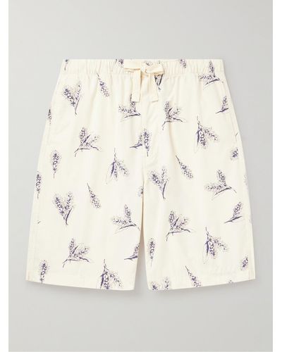 Nanamica Easy Straight-leg Printed Cotton-blend Drawstring Shorts - Natural