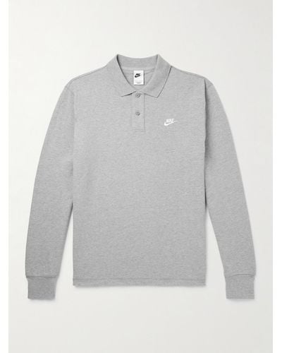Nike Logo-embroidered Cotton-jersey Polo Shirt - Grey