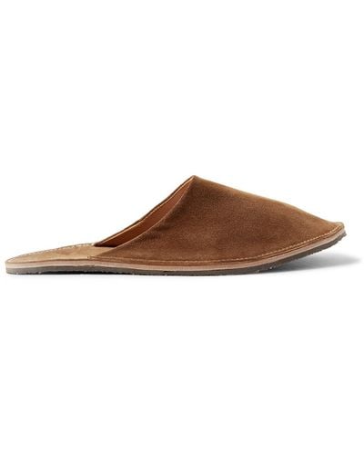 Viberg Suede Backless Slippers - Brown