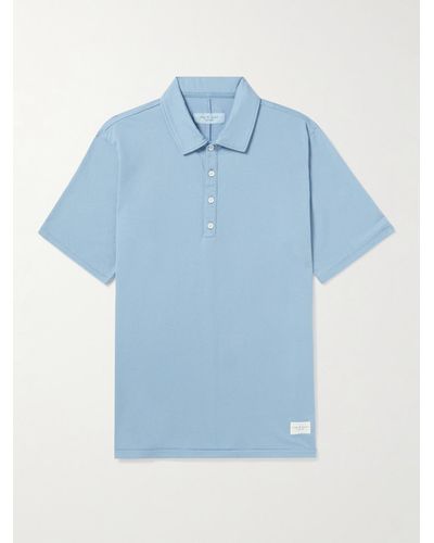 Rag & Bone Logo-appliquéd Cotton-jersey Polo Shirt - Blue