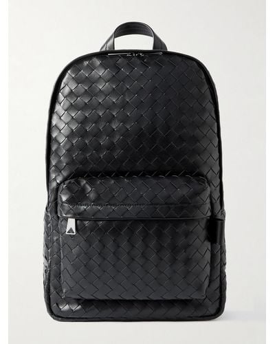 Bottega Veneta Avenue Intrecciato Leather Backpack - Black