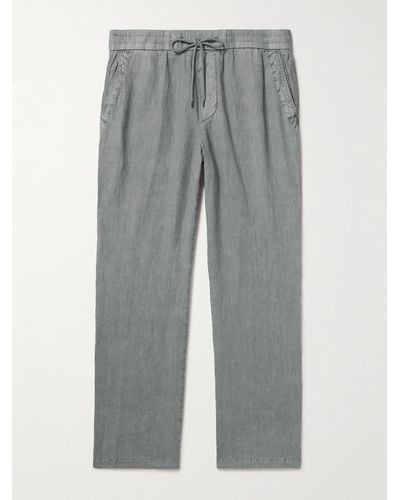James Perse Straight-leg Garment-dyed Linen Drawstring Trousers - Grey
