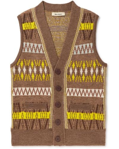 Wales Bonner Freedom Jacquard-knit Virgin Wool-blend Vest - Yellow