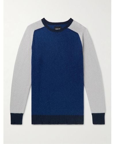 Howlin' Colour-block Wool And Cotton-blend Sweater - Blue