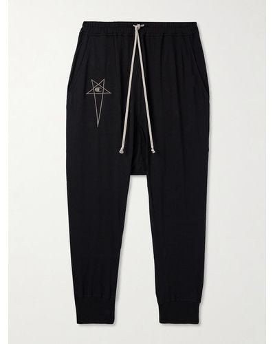 Rick Owens Champion Prisoner Tapered Logo-embroidered Cotton-jersey Joggers - Black