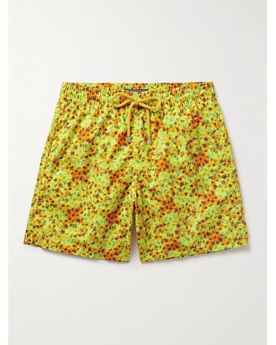 Vilebrequin Moorea Straight-leg Mid-length Printed Econyl® Swim Shorts - Yellow