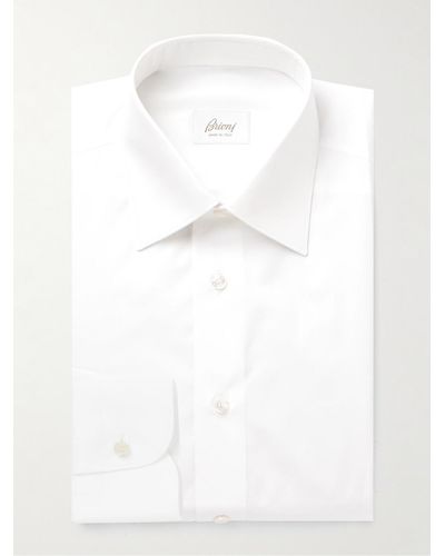 Brioni Schmal geschnittenes Hemd aus Baumwollpopeline - Weiß